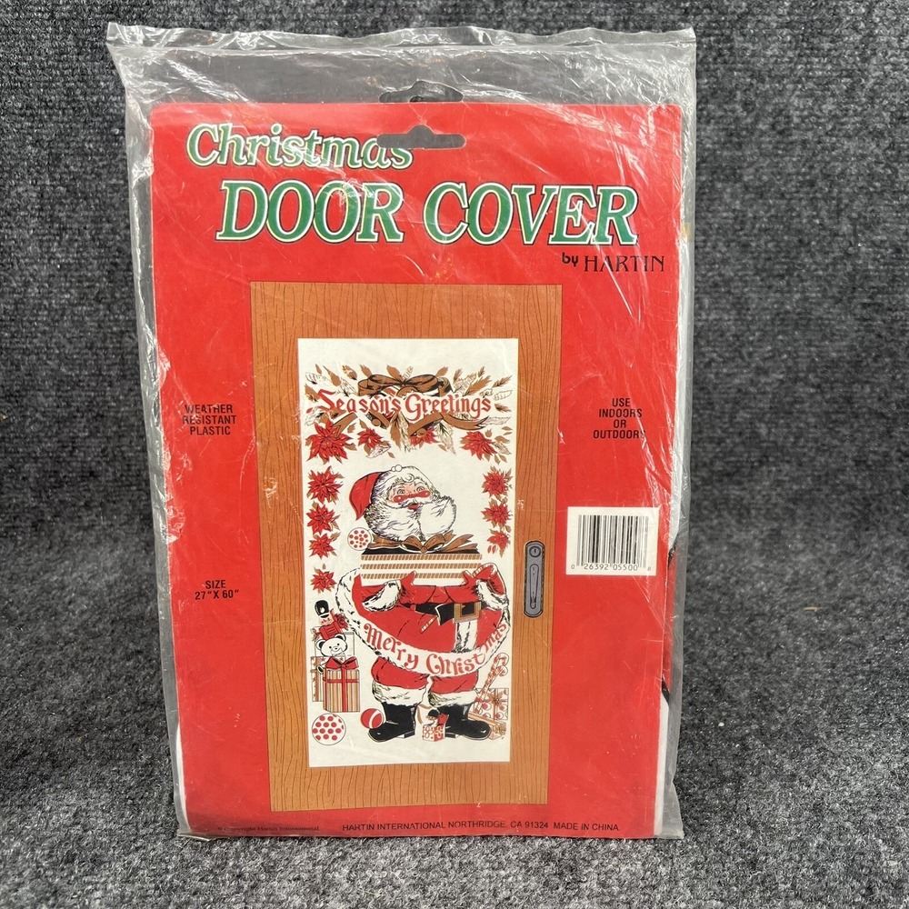 Merry Christmas / Seasons Greetings 27" x 60" Santa Door Cover By Hartin NIP